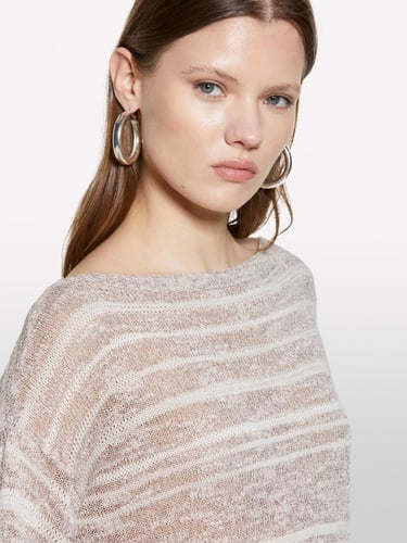  Kadın Bej Pamuk Karışımlı Kayık Yaka Regular Fit Kazak