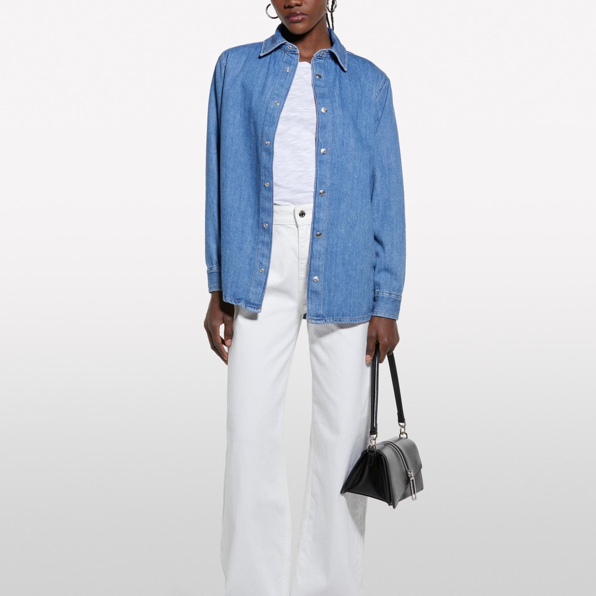 Kadın Beyaz Pamuk Modal Karışımlı Normal Kalıp Bisiklet Yaka T-Shirt