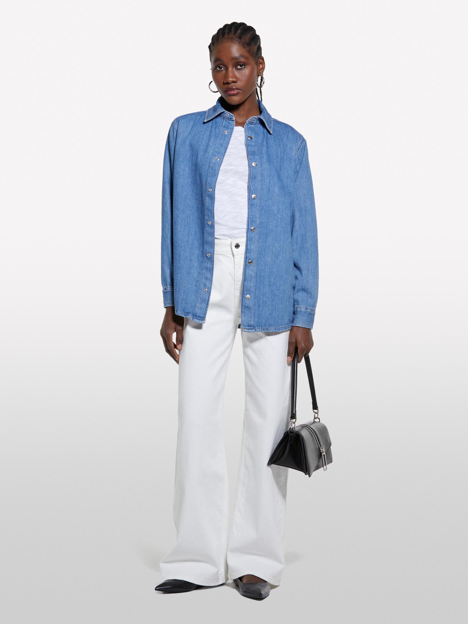  Kadın Beyaz Pamuk Modal Karışımlı Normal Kalıp Bisiklet Yaka T-Shirt