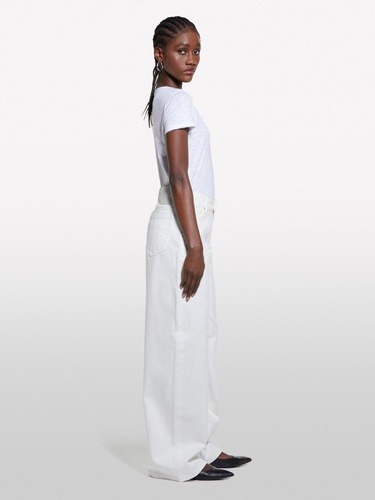  Kadın Beyaz Pamuk Modal Karışımlı Normal Kalıp Bisiklet Yaka T-Shirt