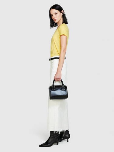  Kadın Sarı Pamuk Modal Karışımlı Normal Kalıp Bisiklet Yaka T-Shirt