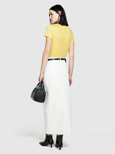  Kadın Sarı Pamuk Modal Karışımlı Normal Kalıp Bisiklet Yaka T-Shirt