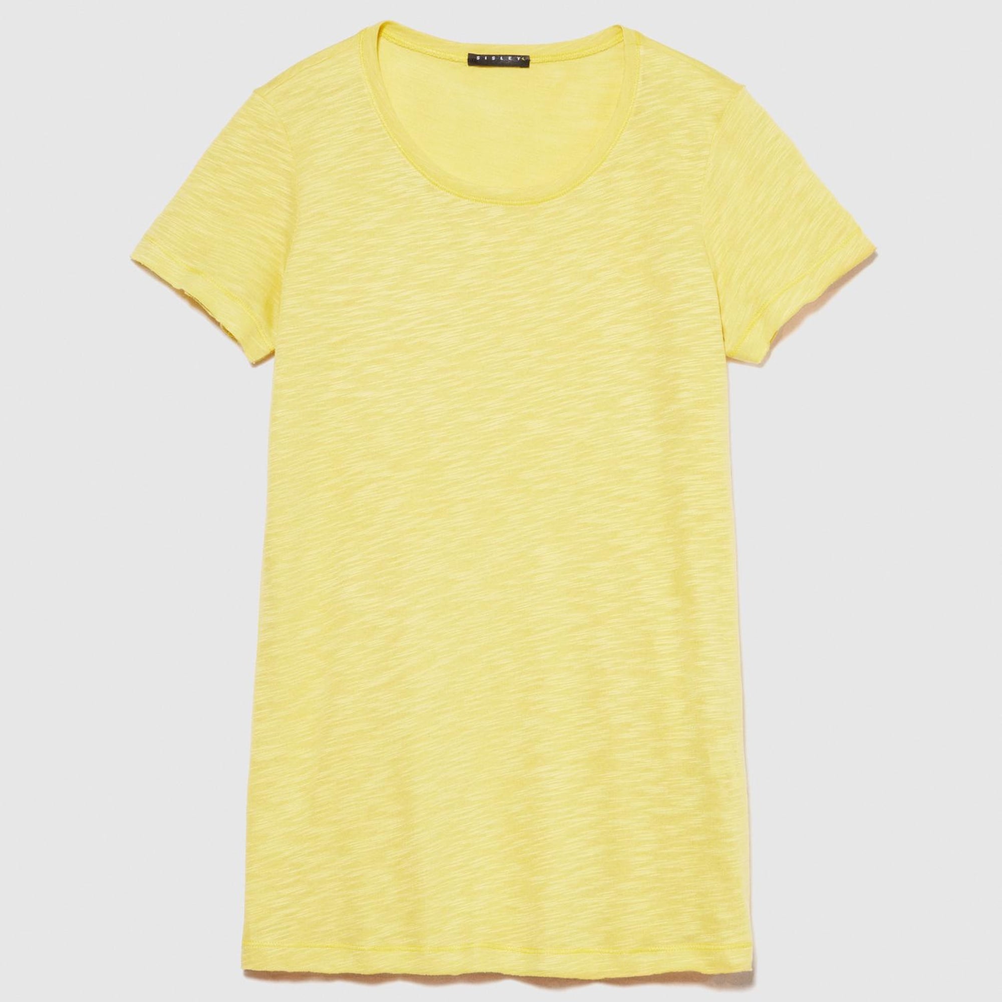 Kadın Sarı Pamuk Modal Karışımlı Normal Kalıp Bisiklet Yaka T-Shirt