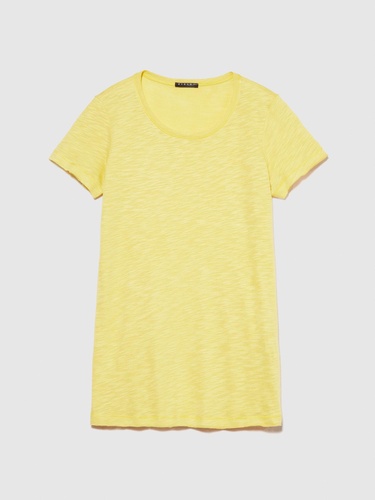  Kadın Sarı Pamuk Modal Karışımlı Normal Kalıp Bisiklet Yaka T-Shirt