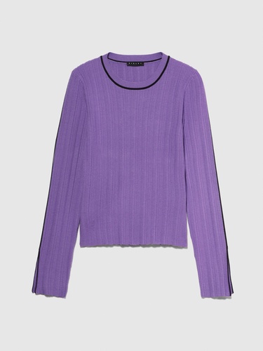  Kadın Mor Viskoz Karışımlı Dar Kesim Bisiklet Yaka Kazak