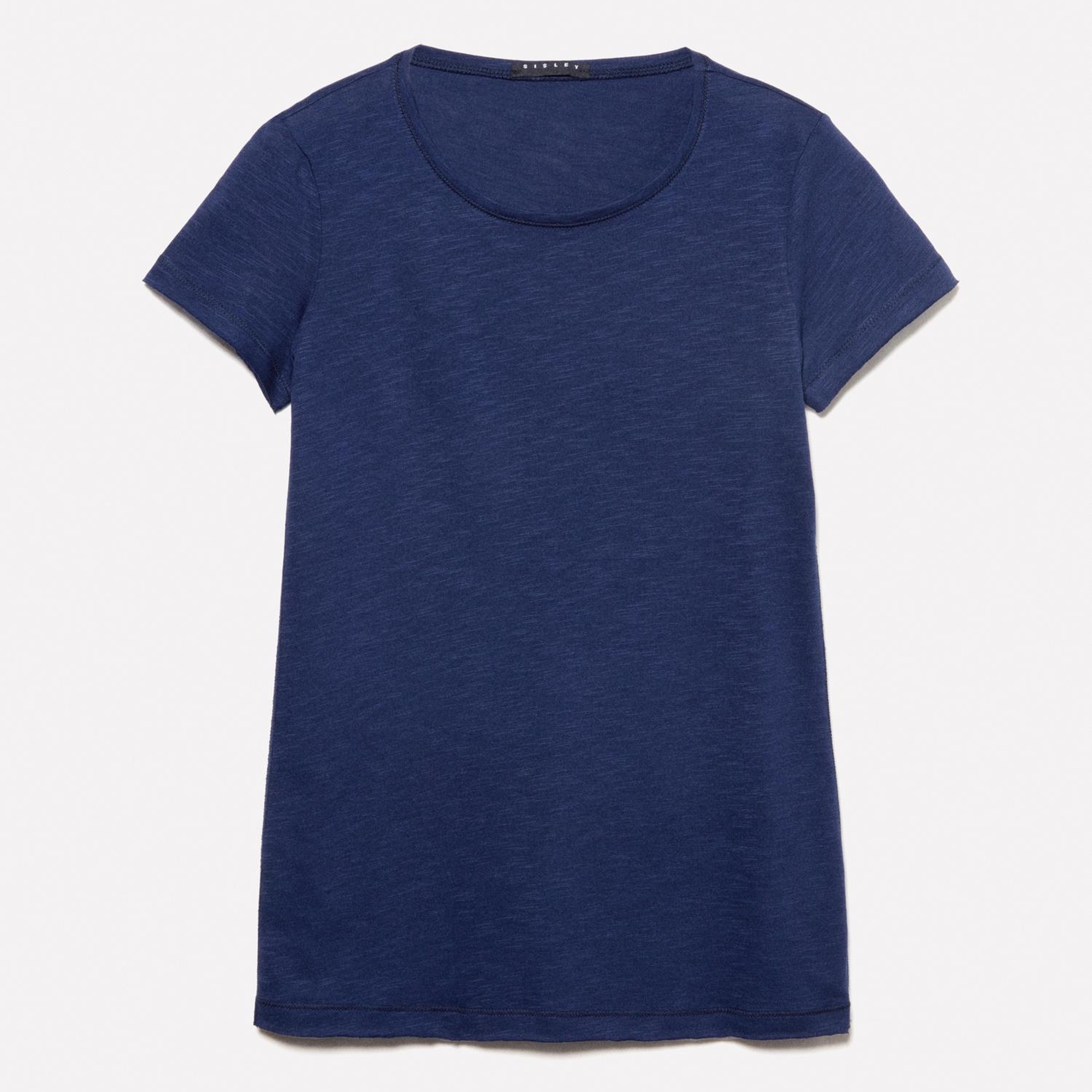 Kadın Lacivert Pamuk Modal Karışımlı Normal Kalıp Bisiklet Yaka T-Shirt