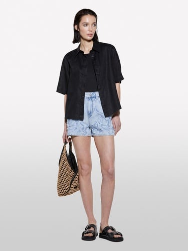  Kadın Siyah Viskoz Karışımlı Bisiklet Yaka Regular Fit T-Shirt