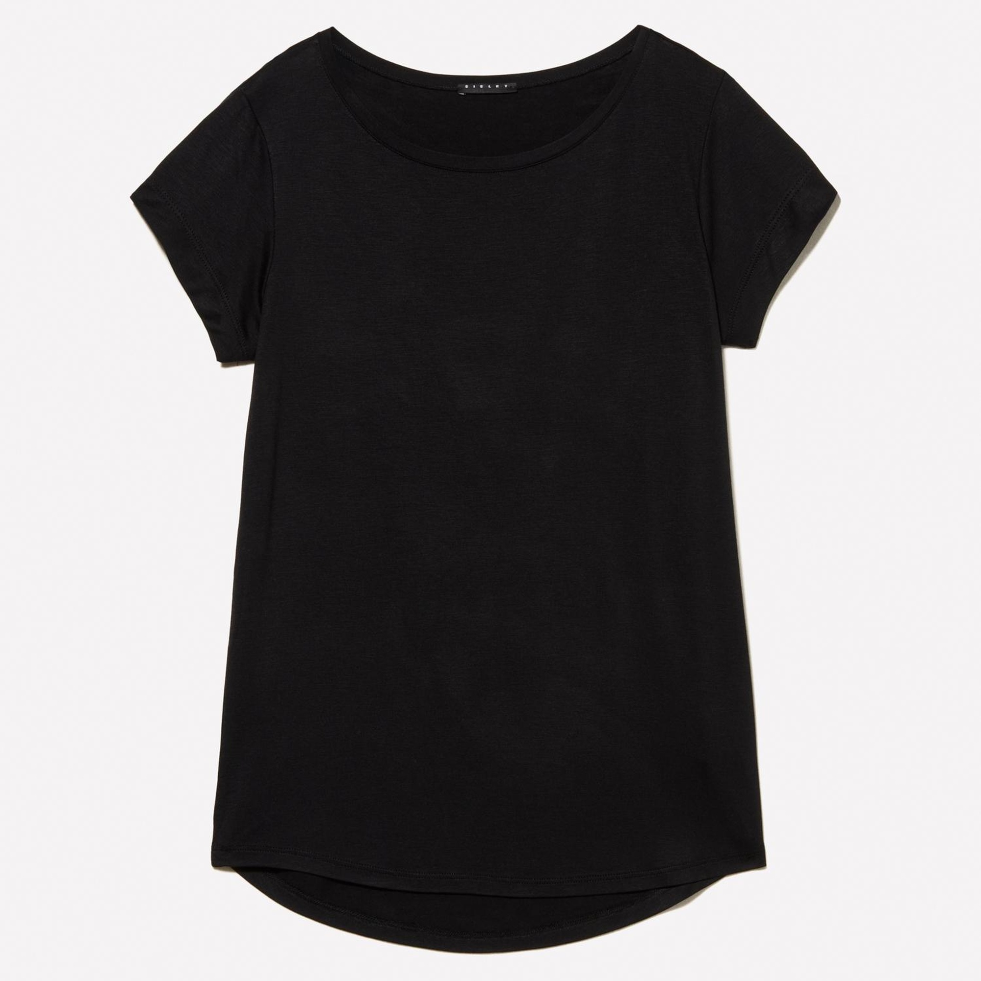 Kadın Siyah Viskoz Karışımlı Bisiklet Yaka Regular Fit T-Shirt