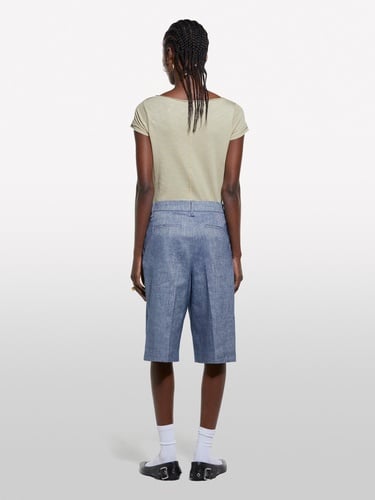  Kadın Kum Rengi Pamuk Modal Karışımlı Normal Kalıp V Yaka Slub T-Shirt