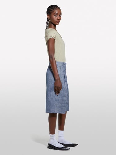  Kadın Kum Rengi Pamuk Modal Karışımlı Normal Kalıp V Yaka Slub T-Shirt