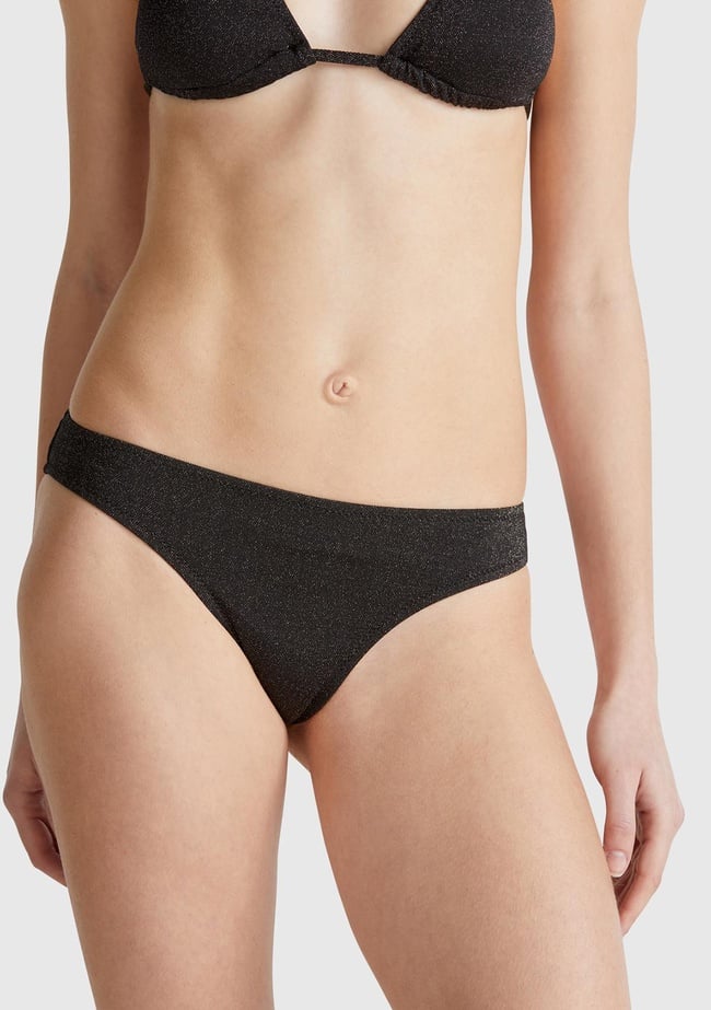  Kadın Siyah Simli Klasik Kesim Normal Bel Bikini Altı