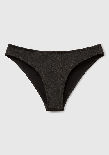  Kadın Siyah Simli Klasik Kesim Normal Bel Bikini Altı