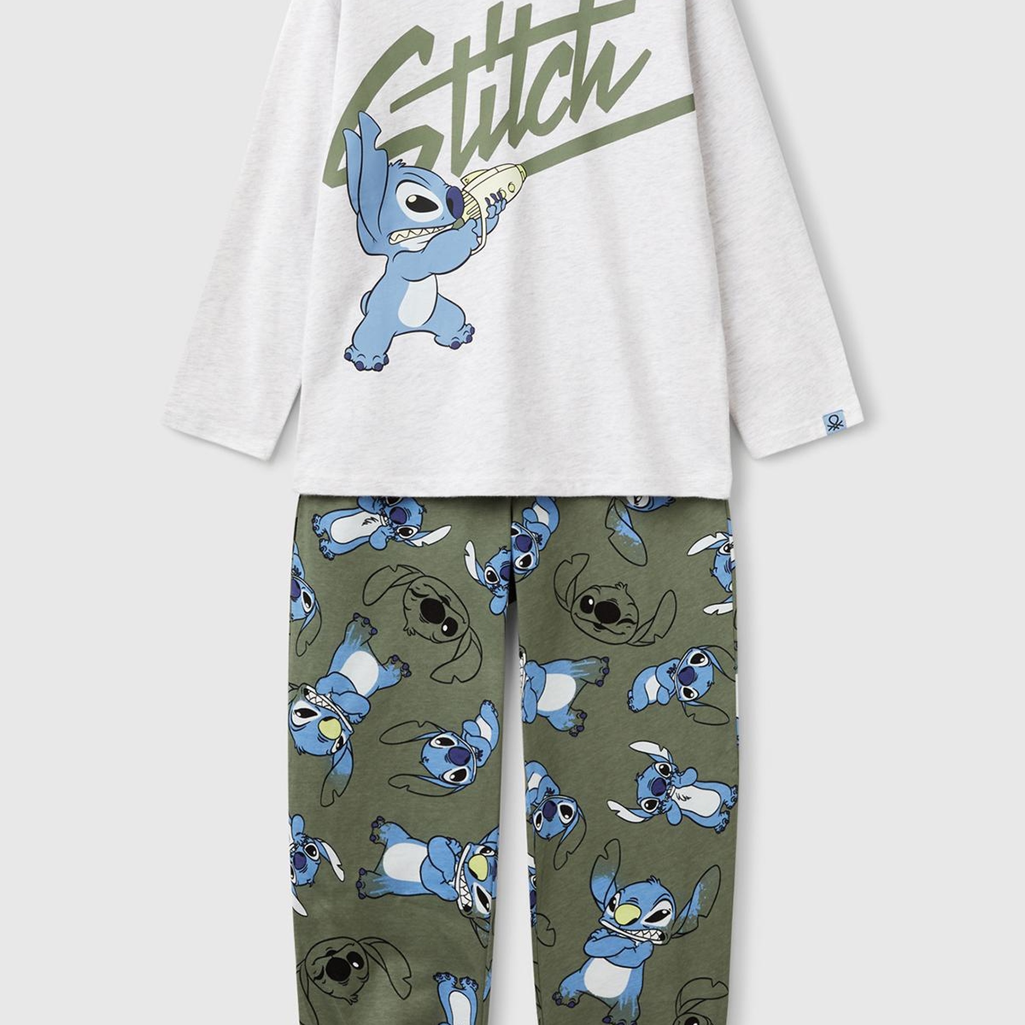 Erkek Çocuk Açık Gri Melanj Baskılı Üst ve Arkası Cepli Alt Pijama Takımı