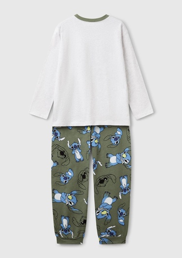  Erkek Çocuk Açık Gri Melanj Baskılı Üst ve Arkası Cepli Alt Pijama Takımı