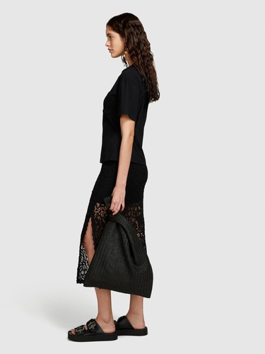  Kadın Siyah %100 Pamuk Göğsü Dantel Detaylı Korse T-Shirt