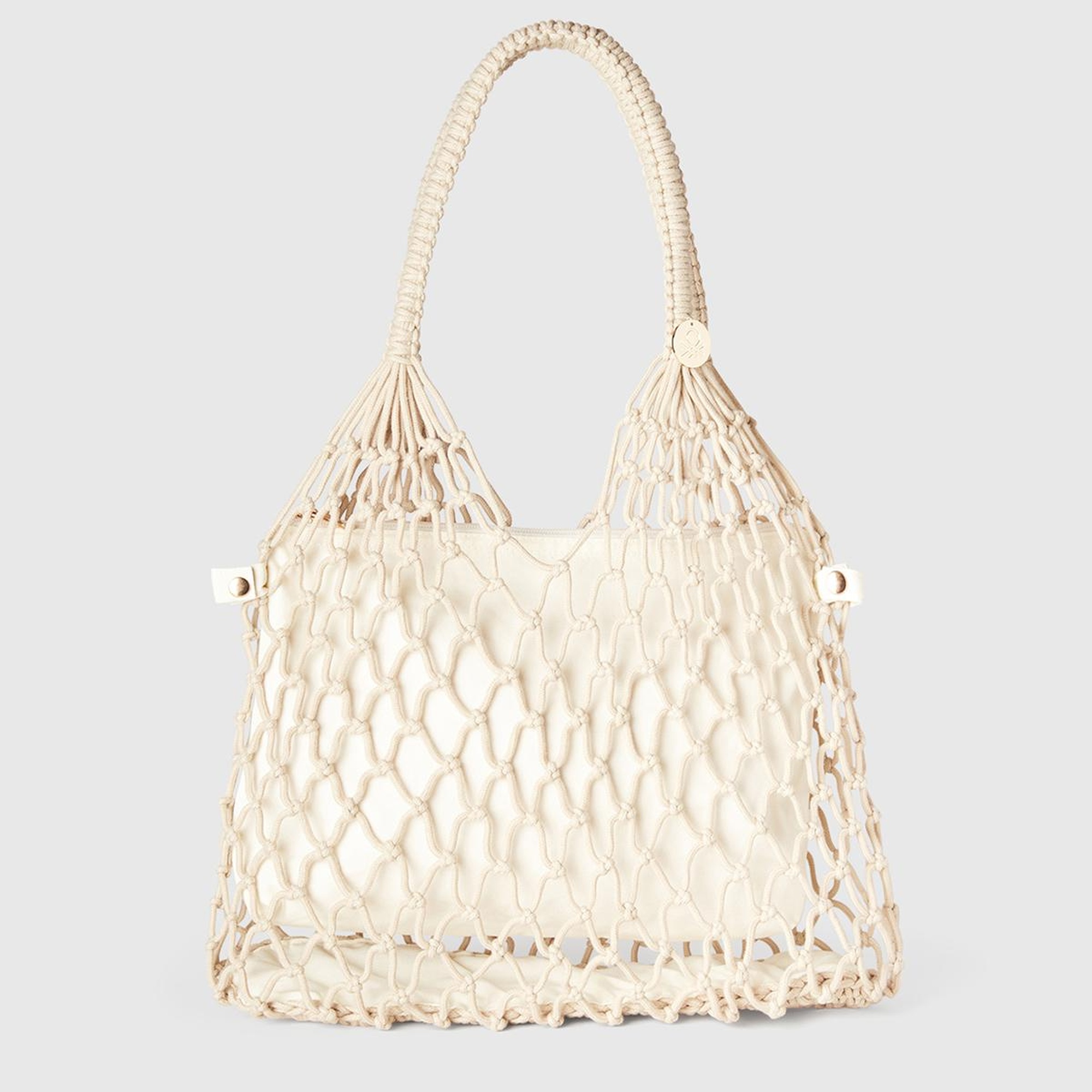 Kadın Ekru İçi Pamuk Delikli Omuz Çantası