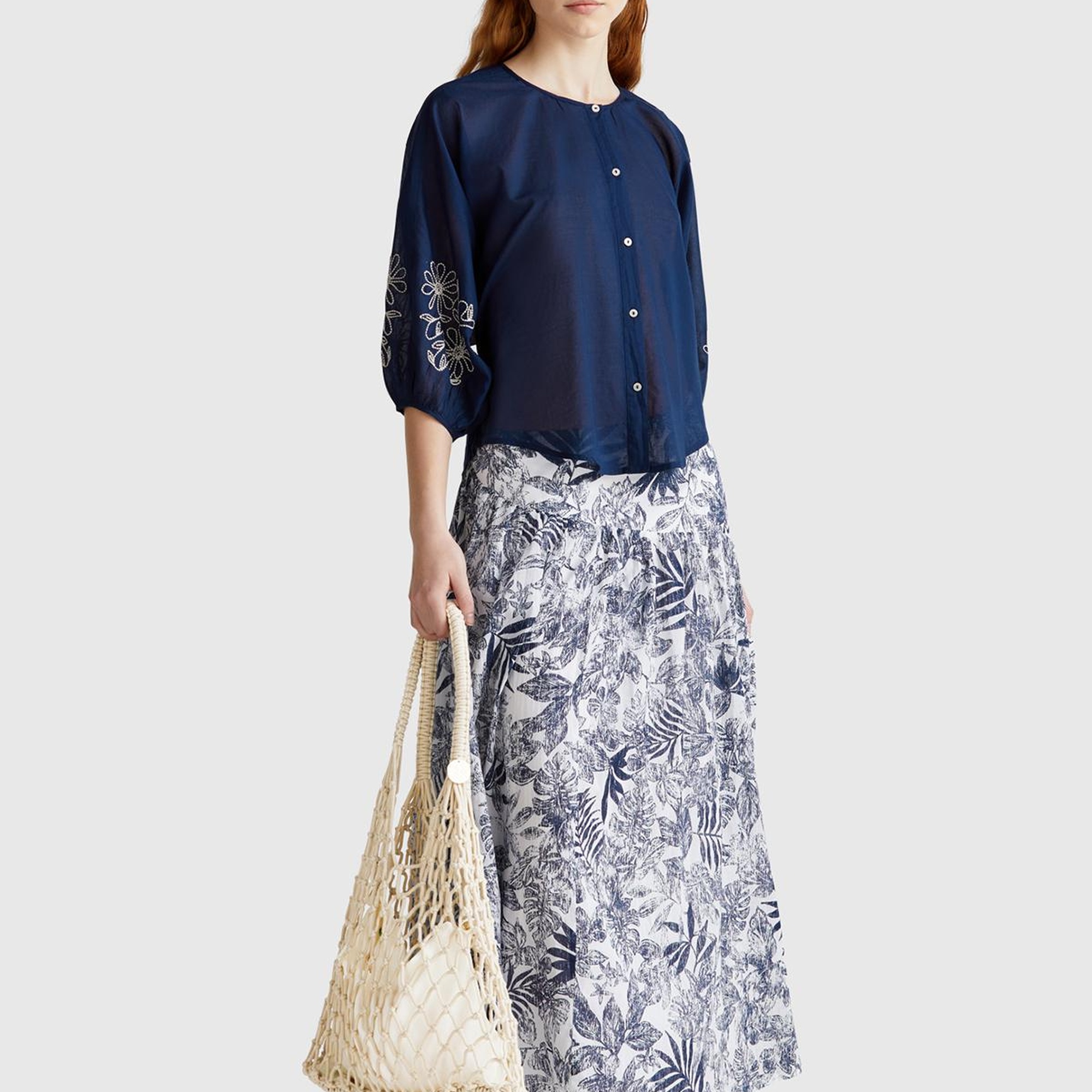 Kadın Ekru İçi Pamuk Delikli Omuz Çantası