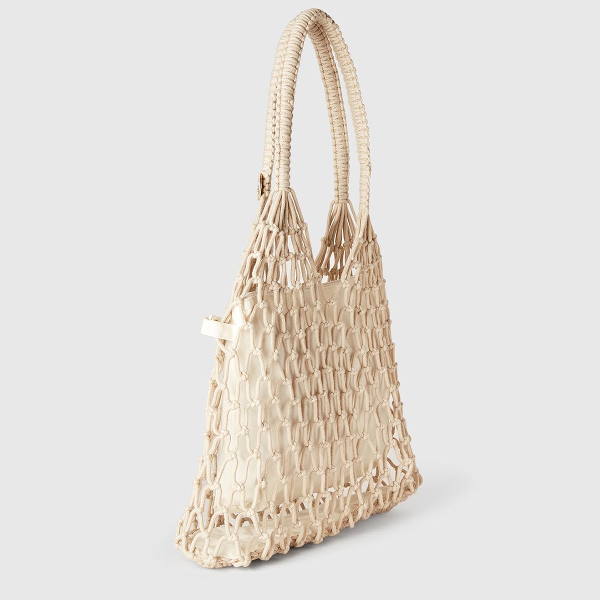 Kadın Ekru İçi Pamuk Delikli Omuz Çantası