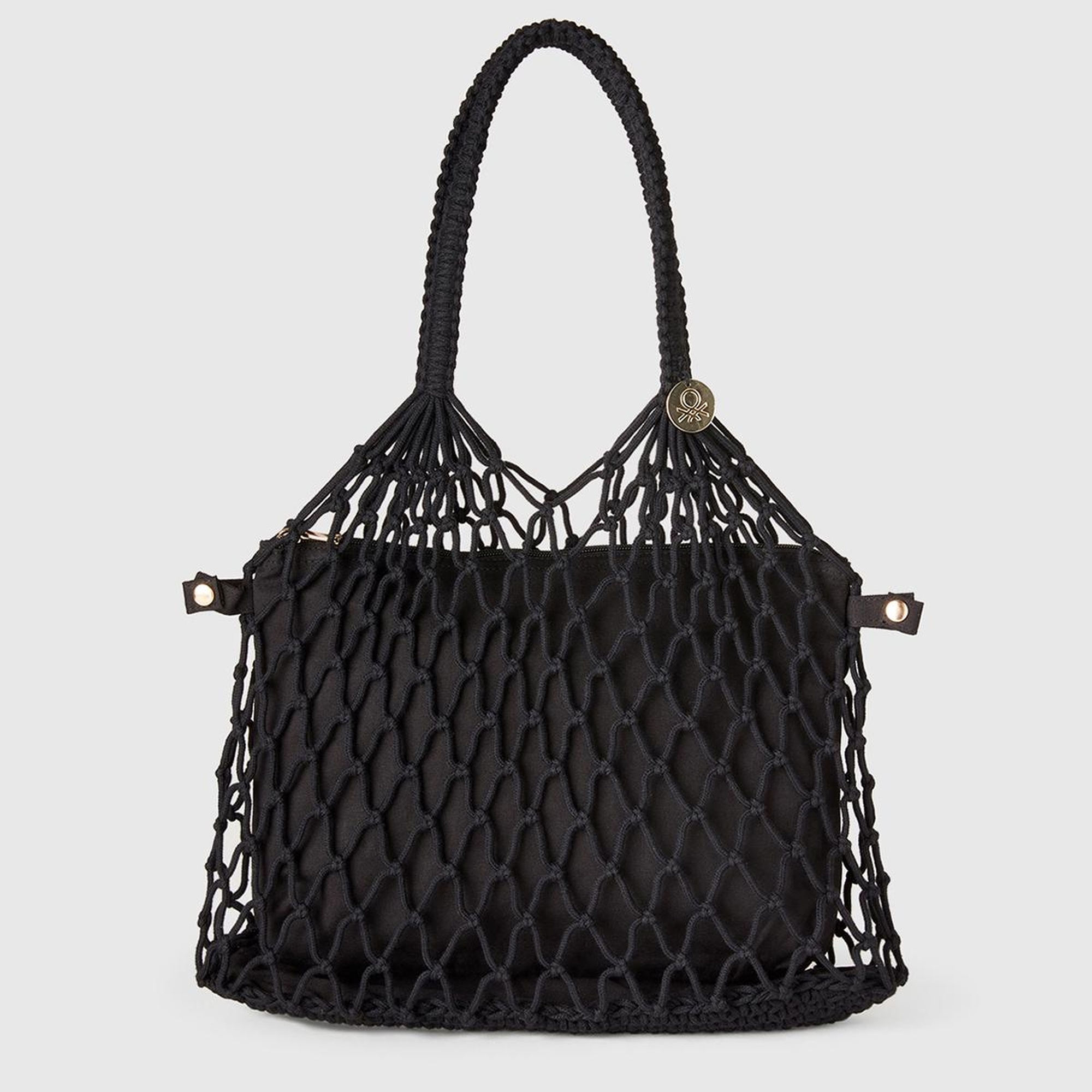 Kadın Siyah İçi Pamuk Delikli Omuz Çantası