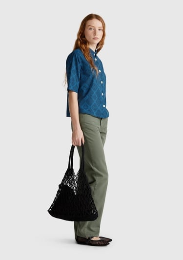  Kadın Siyah İçi Pamuk Delikli Omuz Çantası