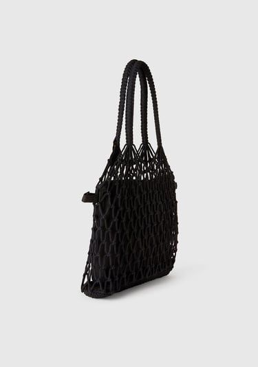  Kadın Siyah İçi Pamuk Delikli Omuz Çantası