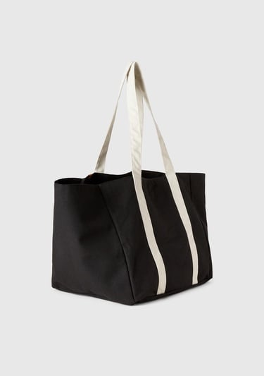  Kadın Siyah %100 Koton  Plaj Çantası