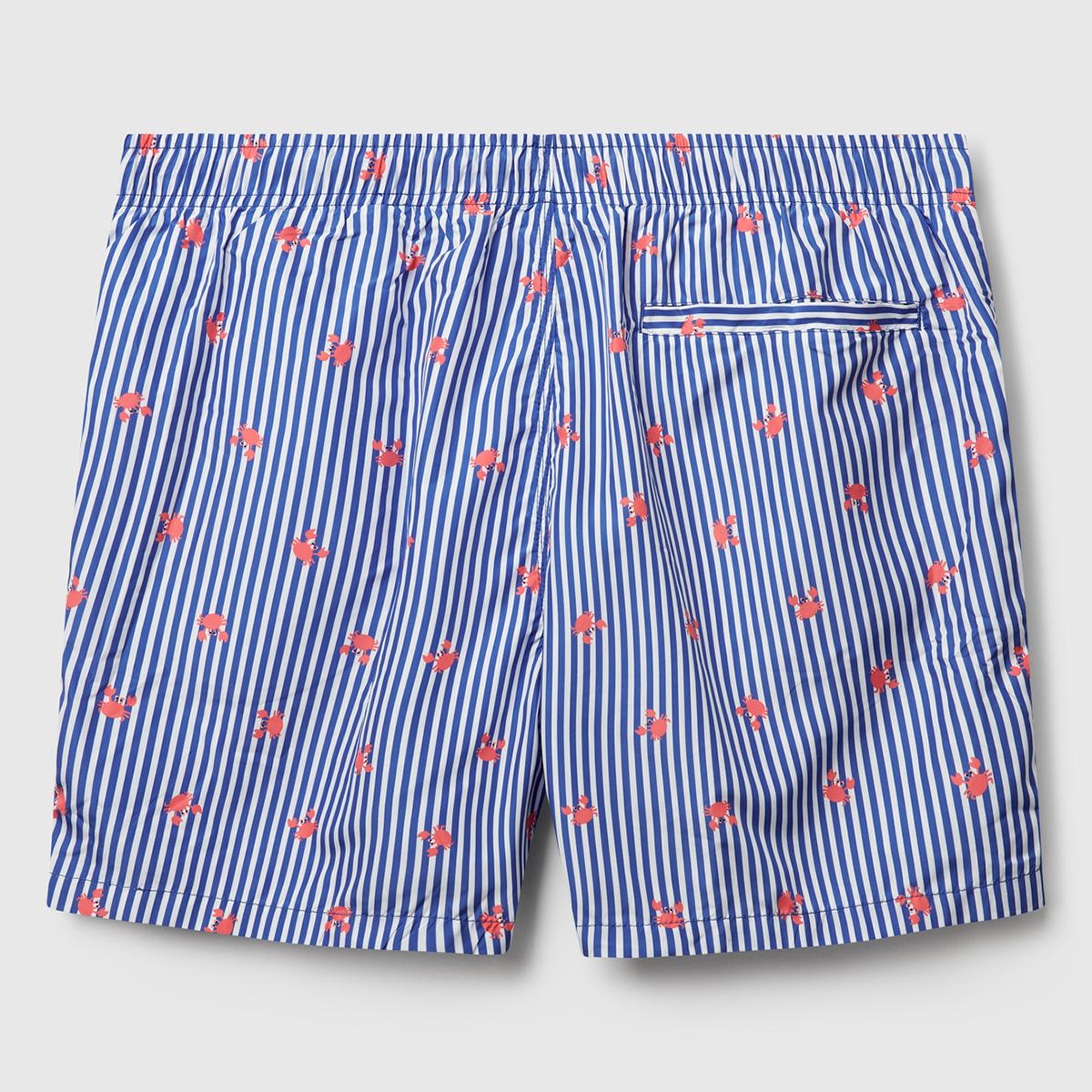 Erkek Mavi Mix Desenli Arkası Cep Detaylı Büzgü İpli Deniz Şortu