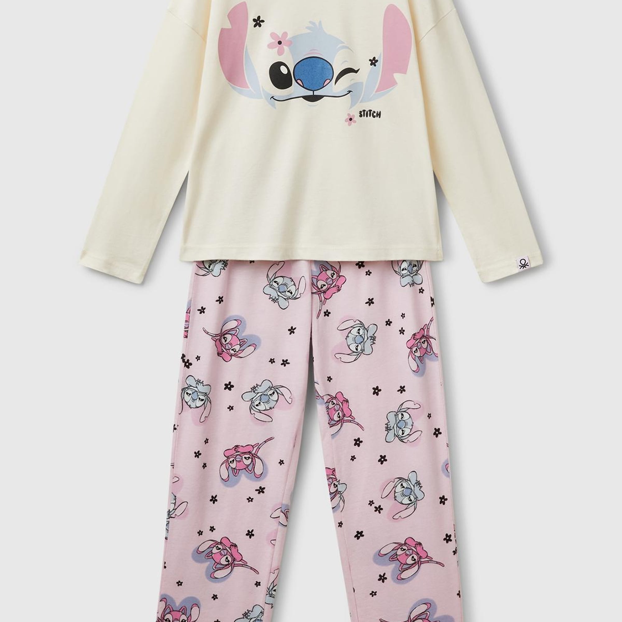 Kız Çocuk Pembe Baskılı Üst ve Desenli Beli Lastikli Alt Pijama Takımı