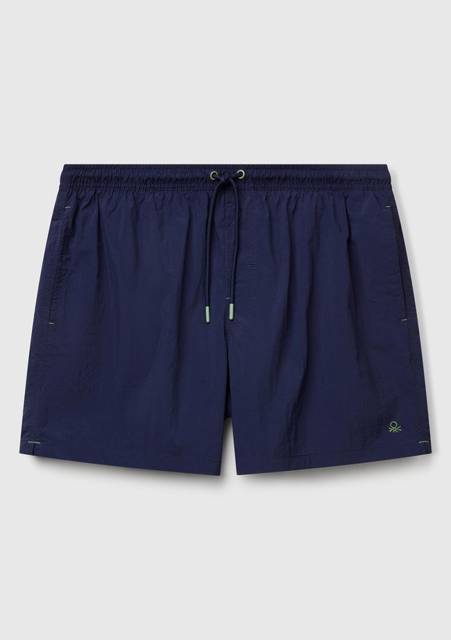 Erkek Lacivert Arkası Cep Detaylı Büzgü İpli Deniz Şortu