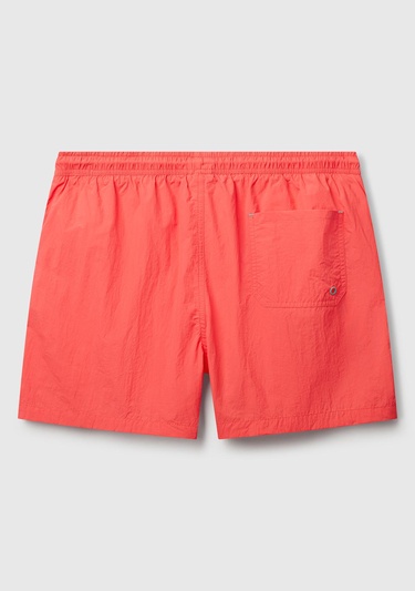  Erkek Turuncu Arkası Cep Detaylı Büzgü İpli Deniz Şortu