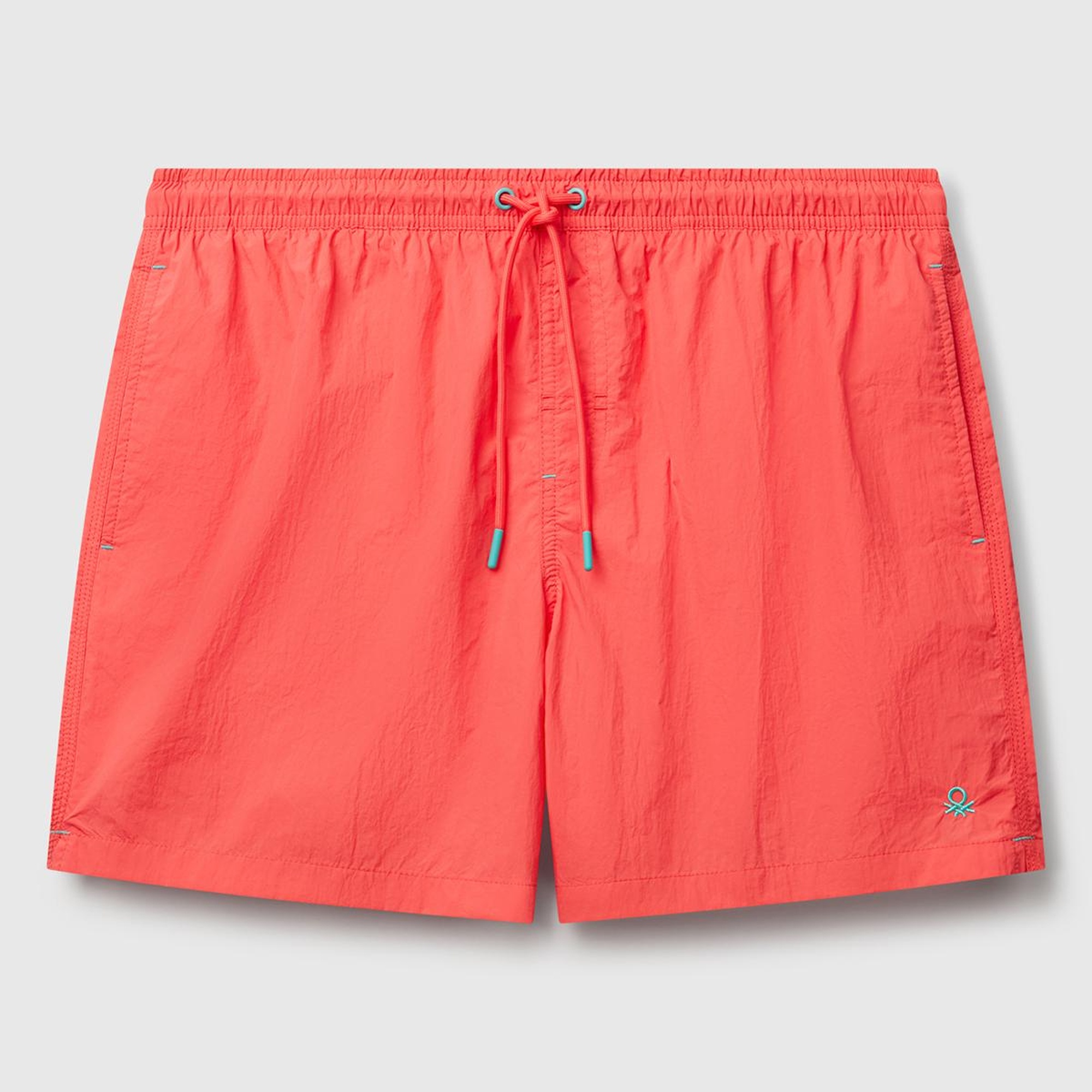 Erkek Turuncu Arkası Cep Detaylı Büzgü İpli Deniz Şortu