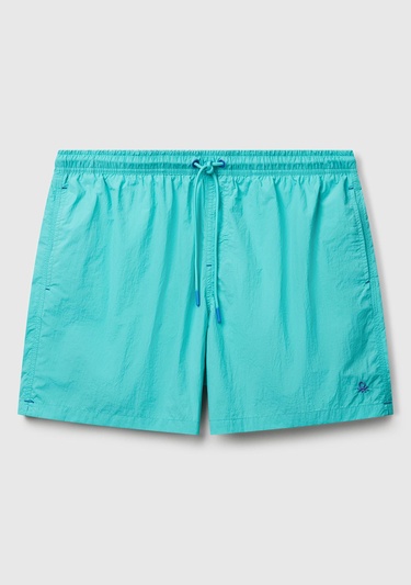  Erkek Açık Mavi Arkası Cep Detaylı Büzgü İpli Deniz Şortu