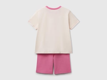  Erkek Çocuk Pembe Yazı Baskılı T-Shirt ve Şort Pijama Takım