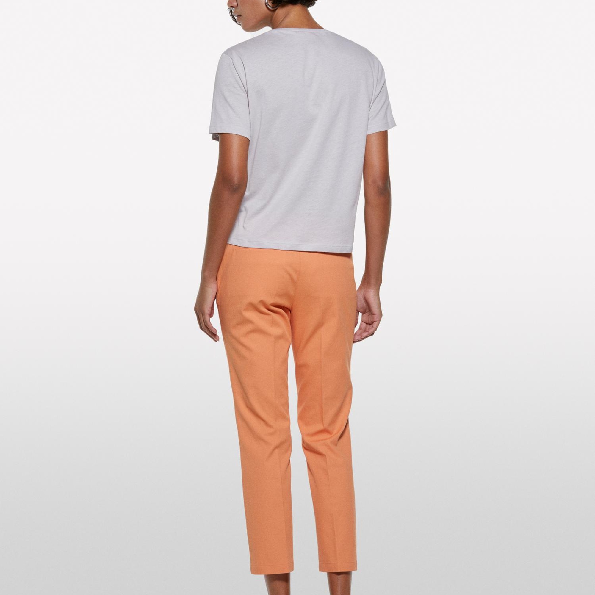 Kadın Gri %100 Pamuk Baskılı Bisiklet Yaka Regular Fit T-Shirt