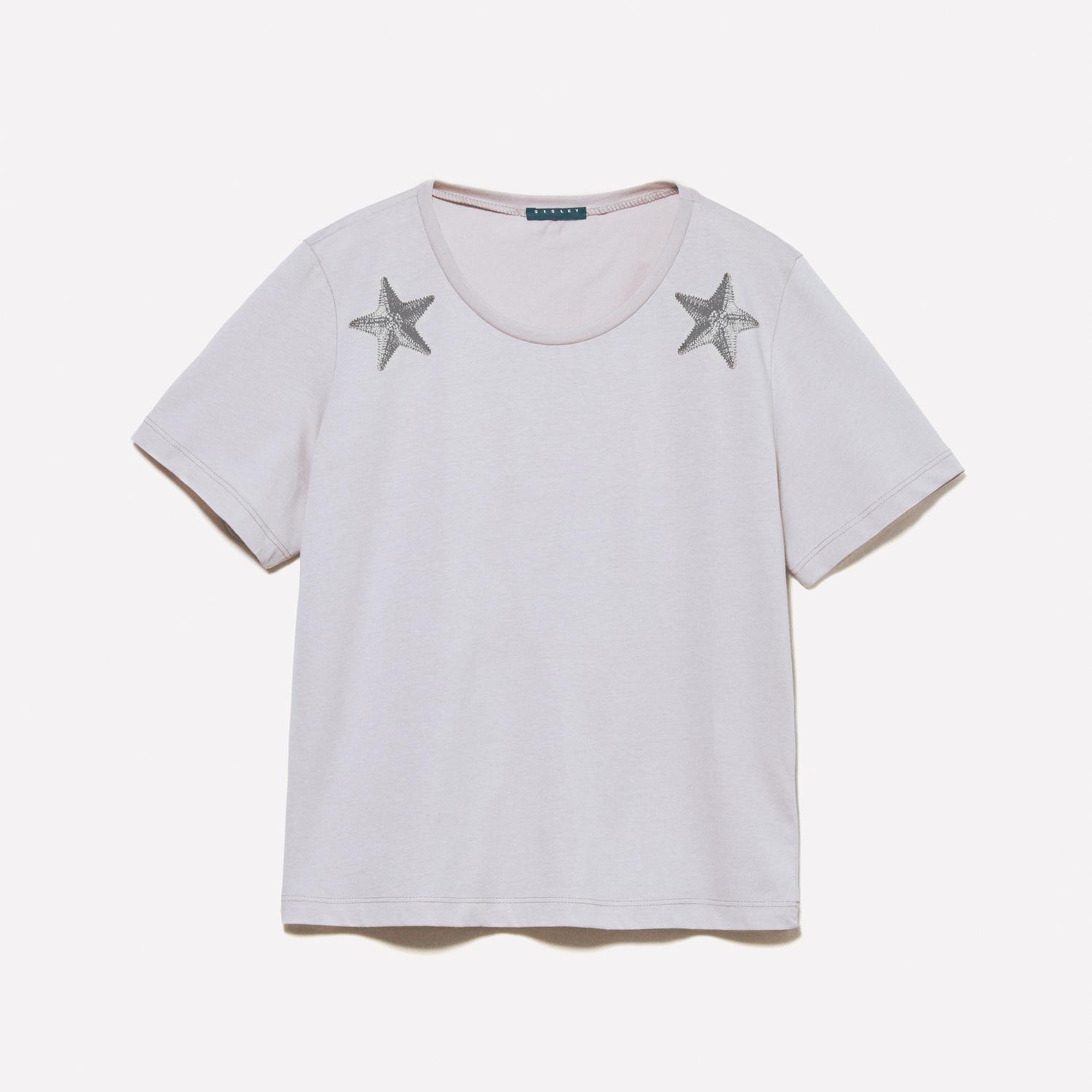 Kadın Gri %100 Pamuk Baskılı Bisiklet Yaka Regular Fit T-Shirt