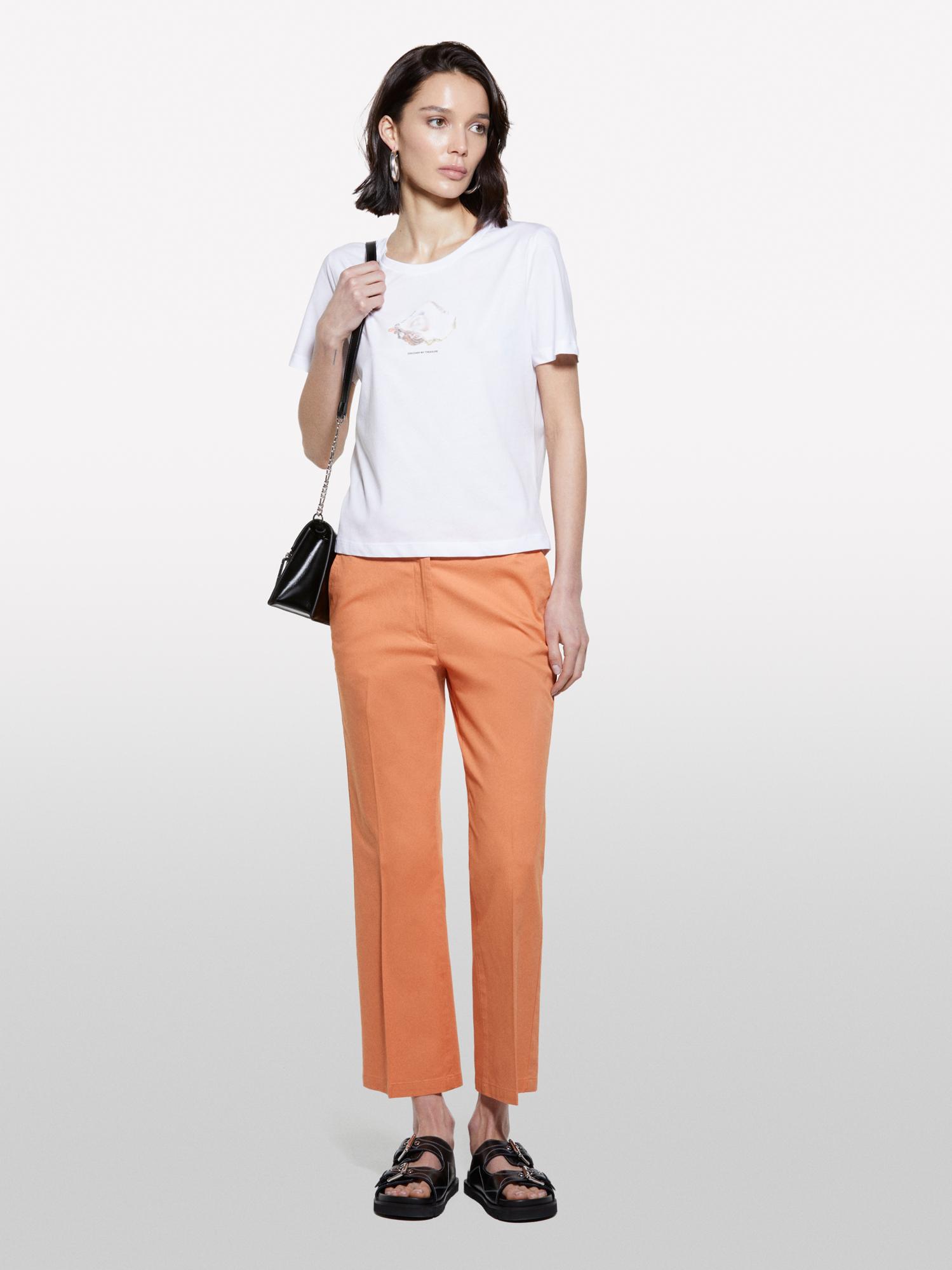  Kadın Beyaz Mix %100 Pamuk Baskılı Bisiklet Yaka Regular Fit T-Shirt