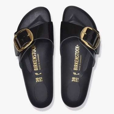  Birkenstock Madrid Big Buckle Nl High Shine Kadın Siyah Terlik