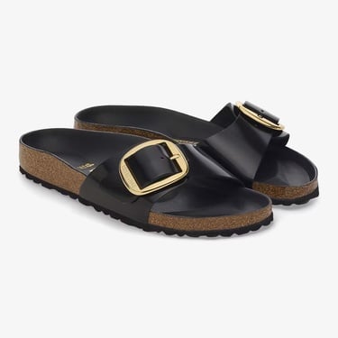  Birkenstock Madrid Big Buckle Nl High Shine Kadın Siyah Terlik