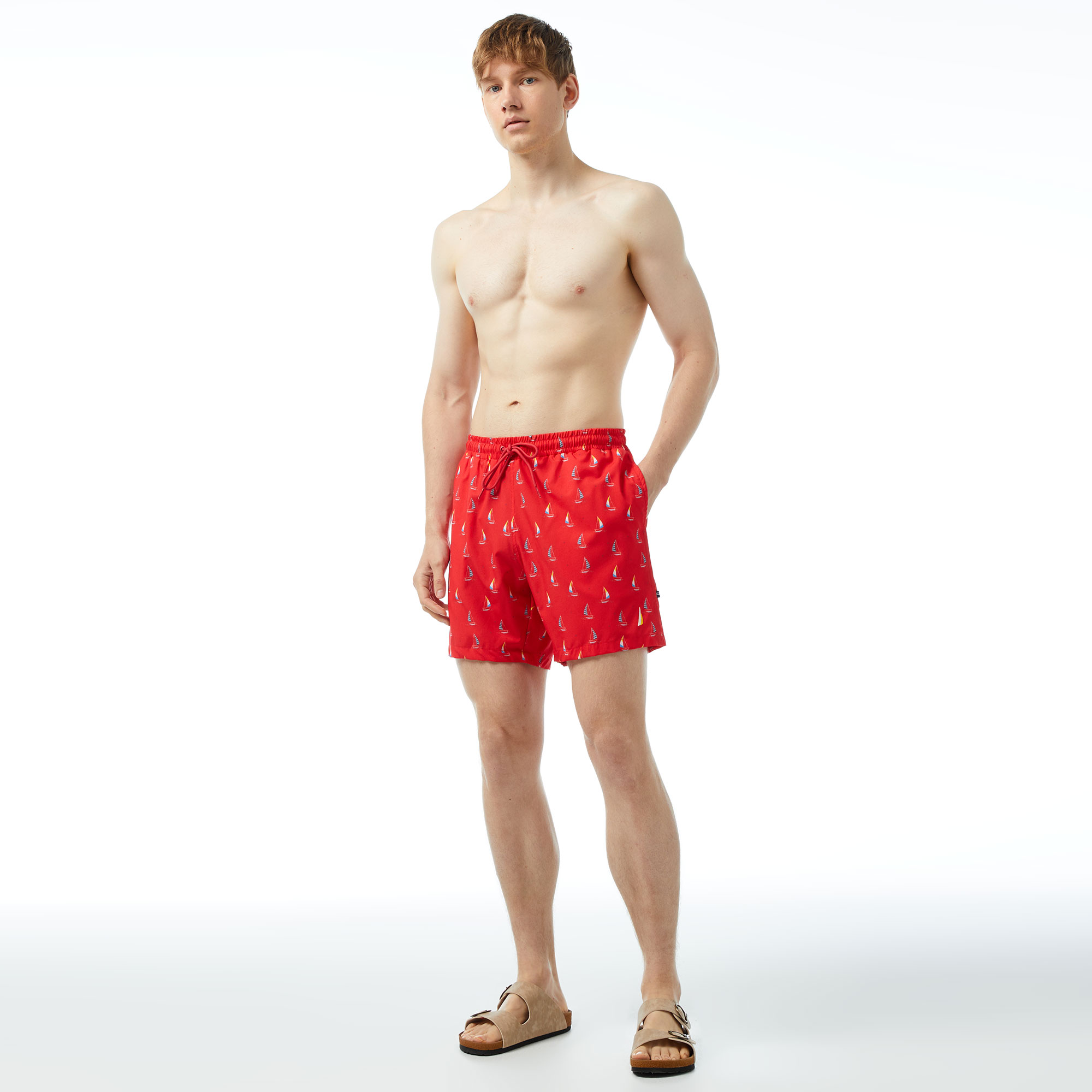  Nautica Erkek Kırmızı Baskılı Mayo Şort