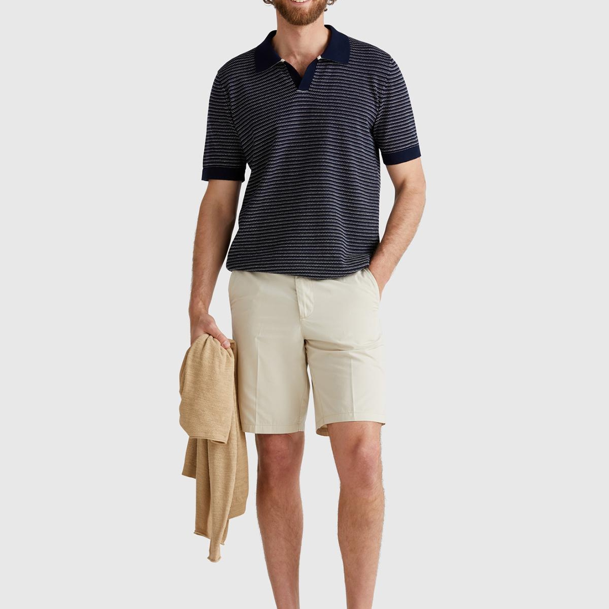 Erkek Taş Rengi %100 Koton Paraşüt Kumaş Bermuda Şort