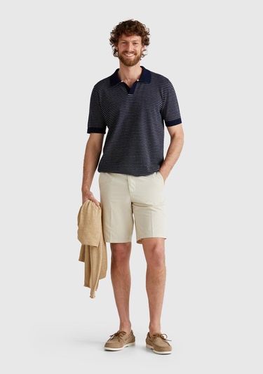  Erkek Taş Rengi %100 Koton Paraşüt Kumaş Bermuda Şort