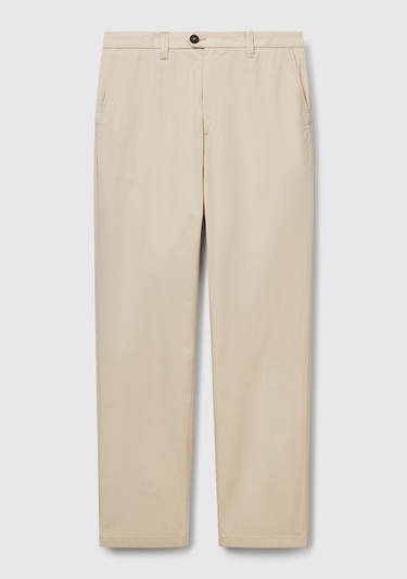  Erkek Taş Rengi %100 Koton Paraşüt Kumaş Slim Fit Chino Pantolon