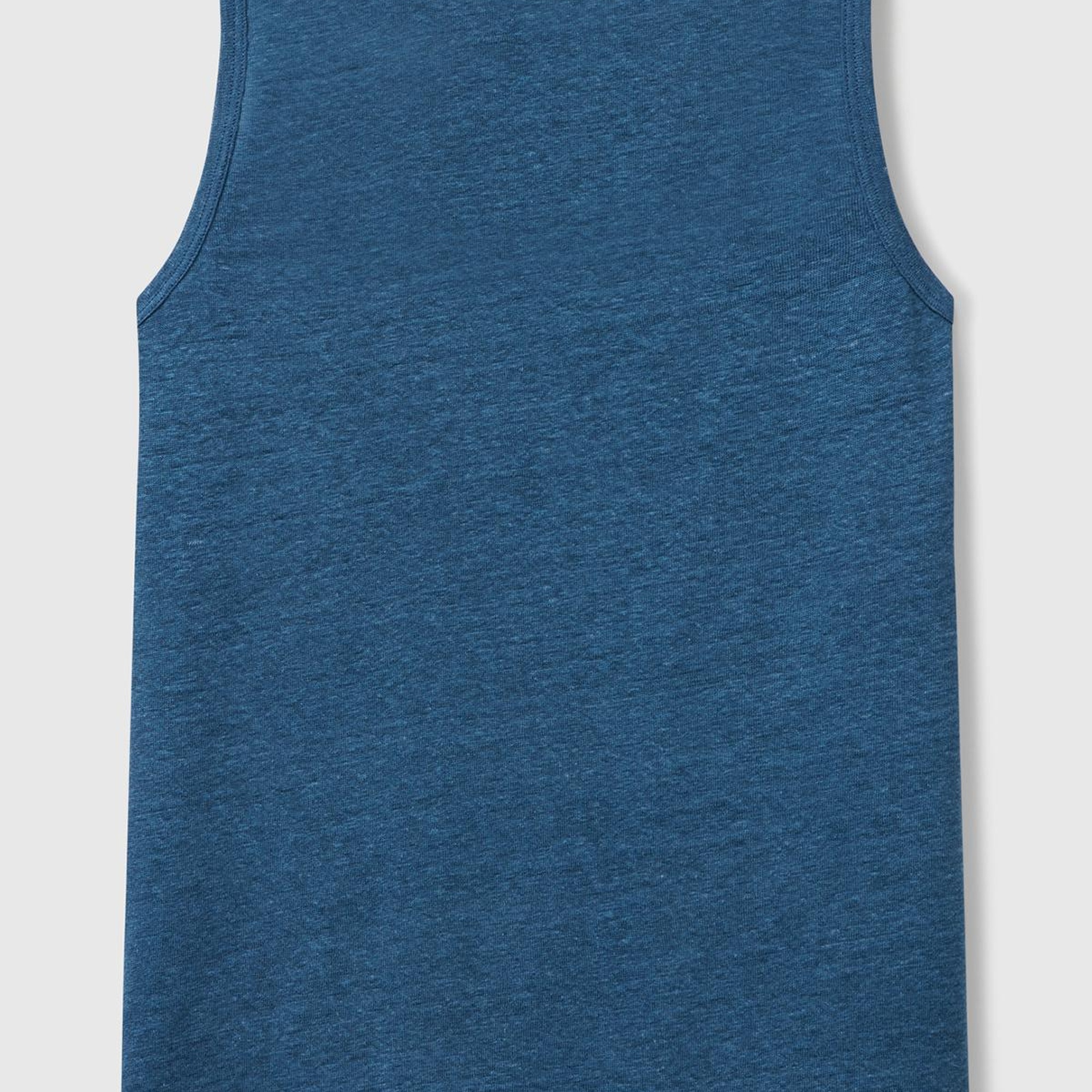 Kadın Denim %100 Keten Yanları Yırtmaçlı Regular Fit Yuvarlak Yaka Atlet