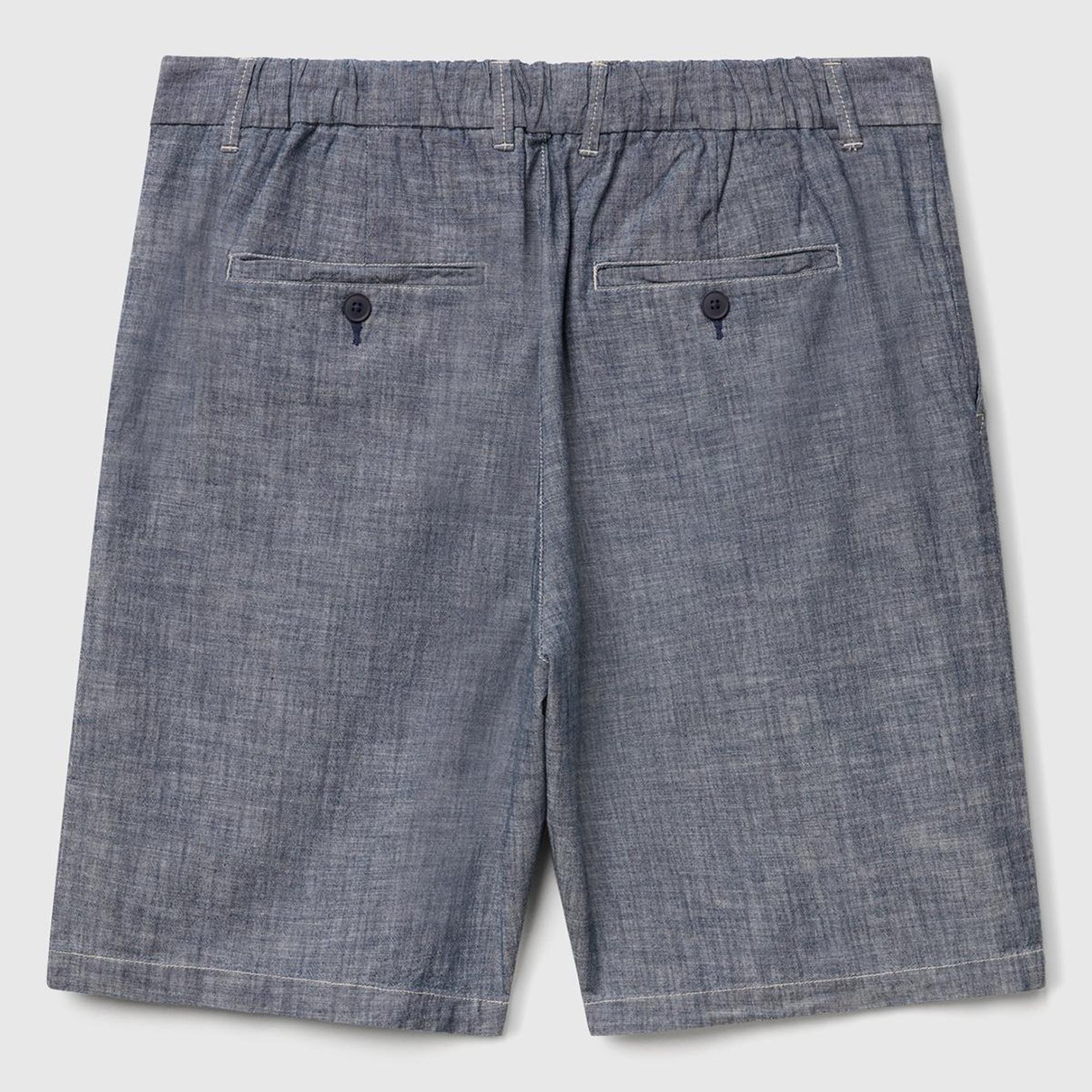 Erkek Mavi %100 Koton Beli Lastikli Şamre Denim Şort