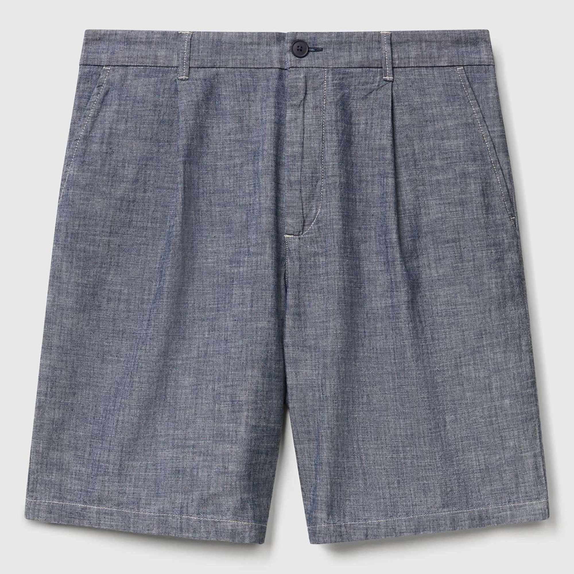 Erkek Mavi %100 Koton Beli Lastikli Şamre Denim Şort