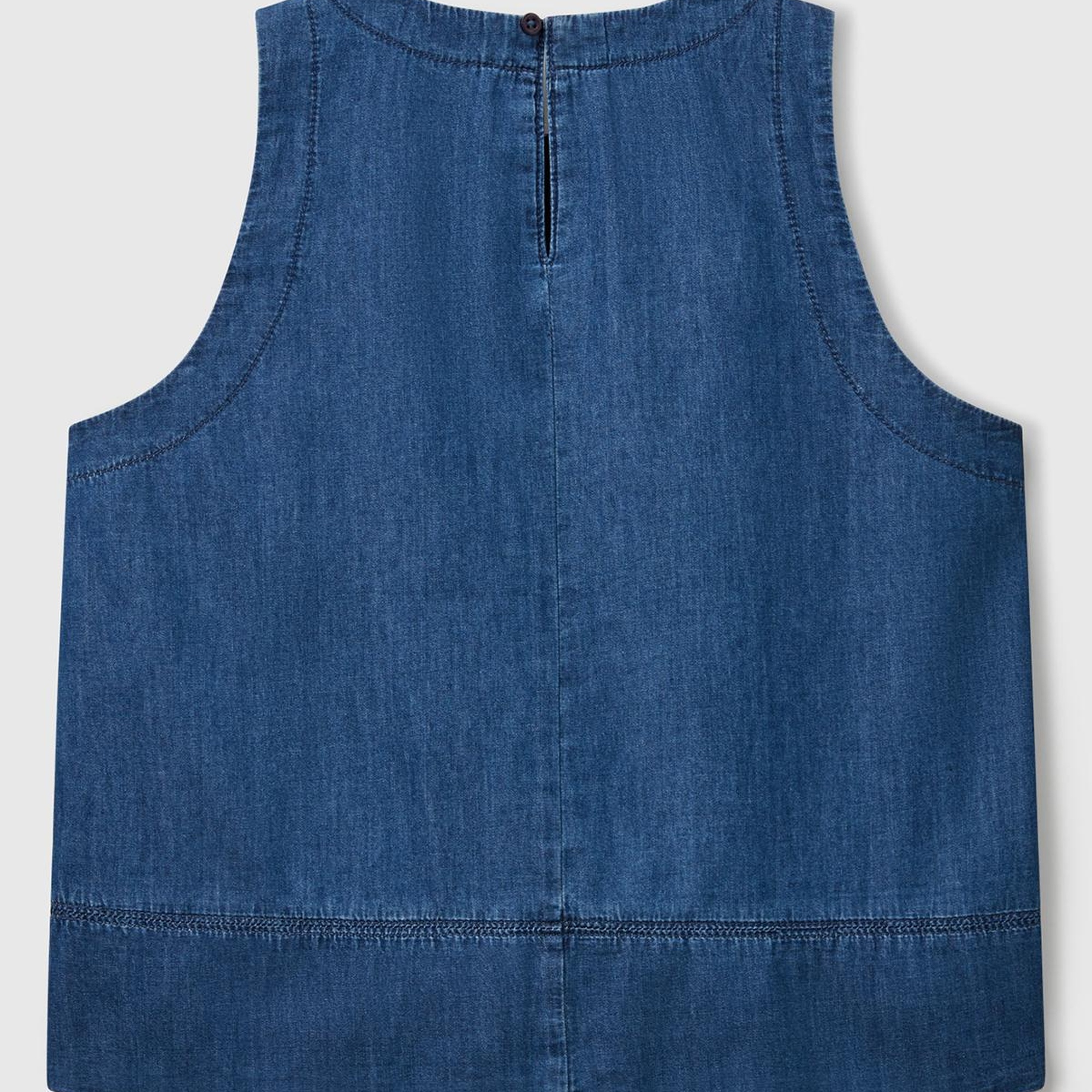 Kadın Koyu Mavi %100 Koton Kolsuz Şamre Bluz