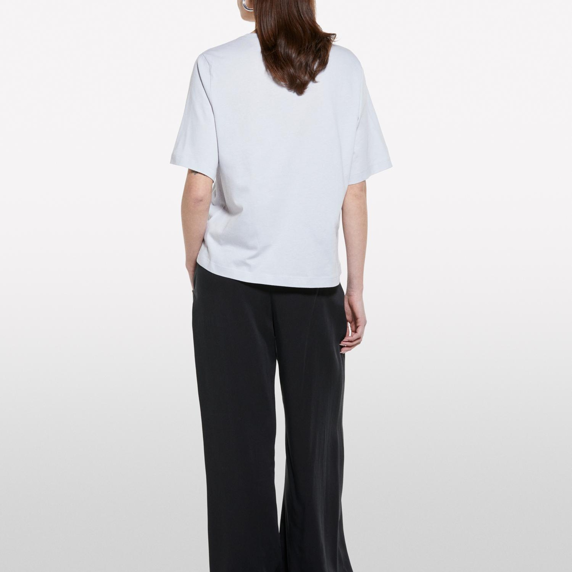 Kadın Gri %100 Pamuk Baskılı Bisiklet Yaka Regular Fit T-Shirt