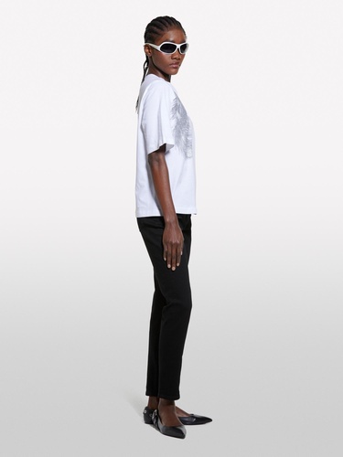  Kadın Beyaz Mix %100 Pamuk Baskılı Bisiklet Yaka Regular Fit T-Shirt