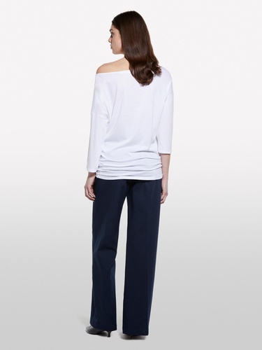  Kadın Beyaz Modal Karışımlı Kayık Yaka Regular Fit T-Shirt