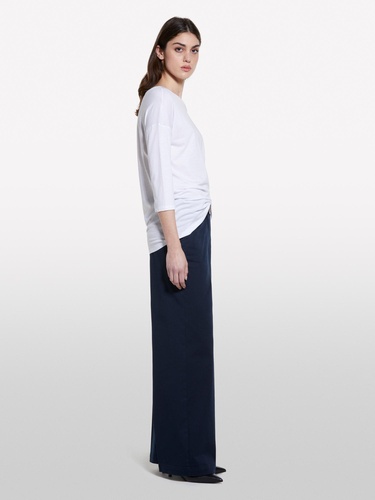  Kadın Beyaz Modal Karışımlı Kayık Yaka Regular Fit T-Shirt